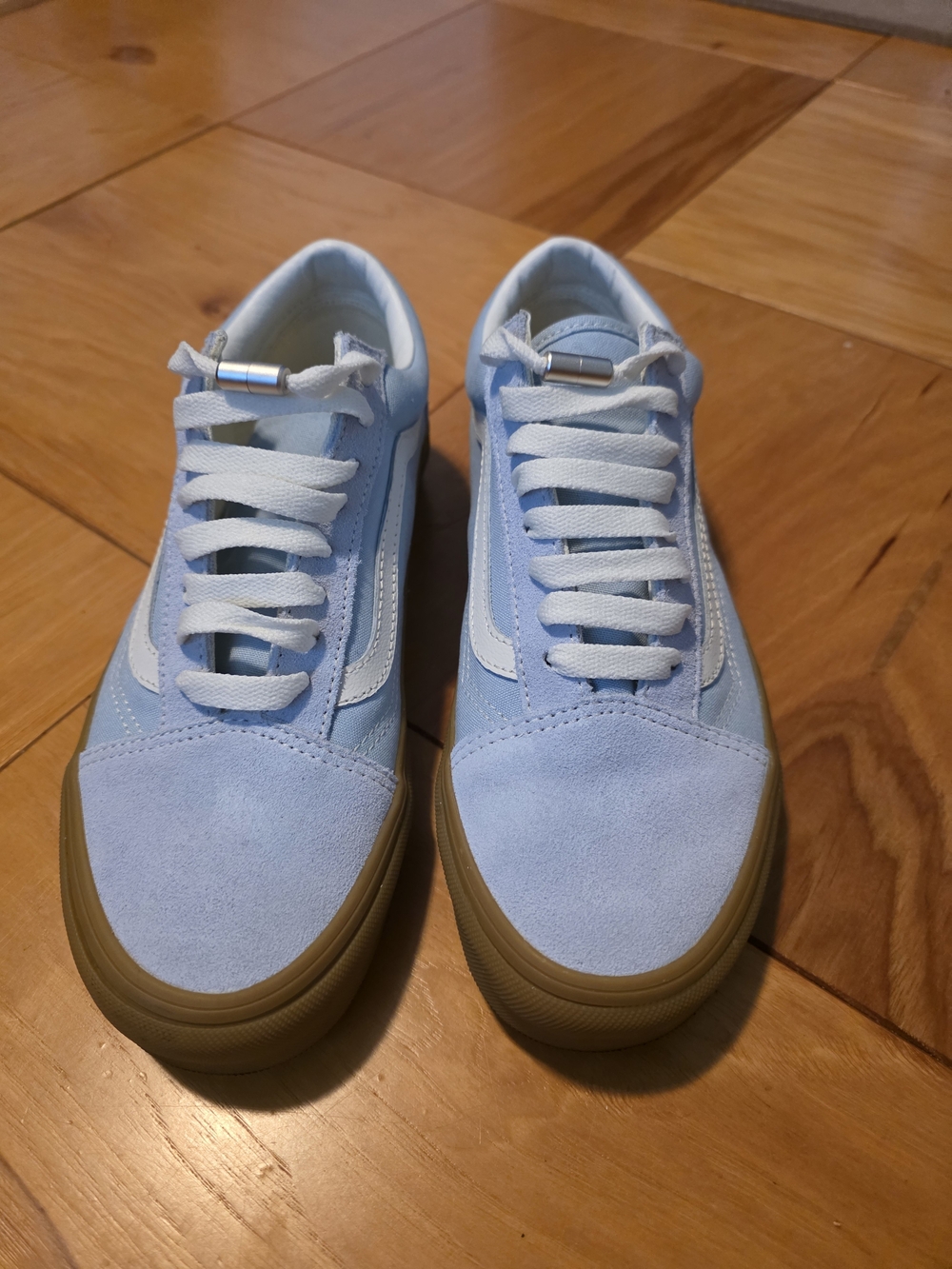 Vans Light Blue Suede Low-Top Sneakers with Gum Sole